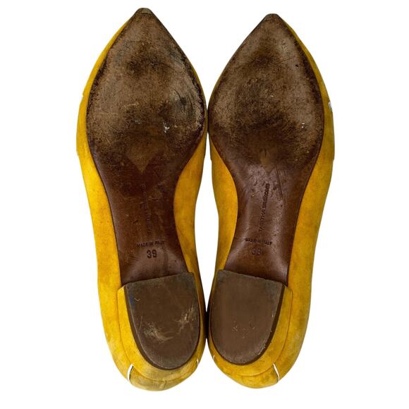 Tabitha Simmons Suede Embroidered Eyelet Flat 39 Gold Mustard 9 - Picture 3 of 12